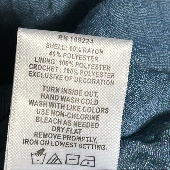 Indigo Soul Tiered Tunic Top Lace Overlay Details Boho Blue Womens Size L - Picture 4 of 11